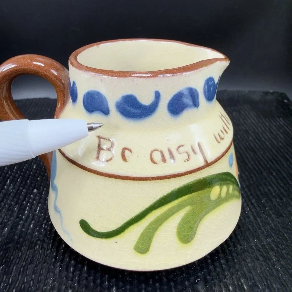 Watcombe Torquay Pottery Small Pitcher‎ Creamer Motto Ware England Handpainted
